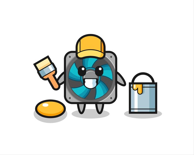 Ilustración de personaje de fanático de la computadora como pintor