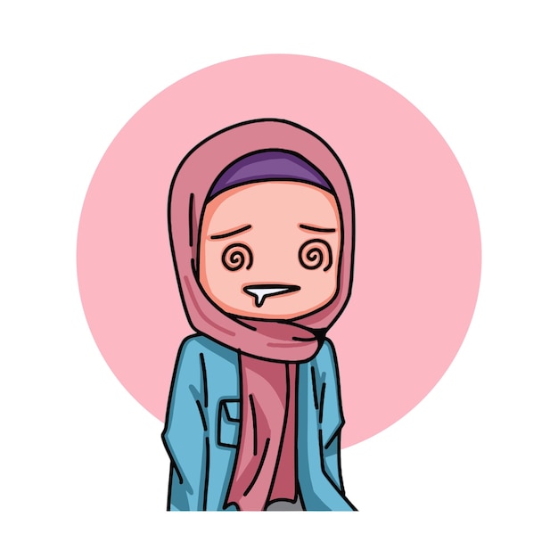 Ilustración de personaje femenino con hiyab