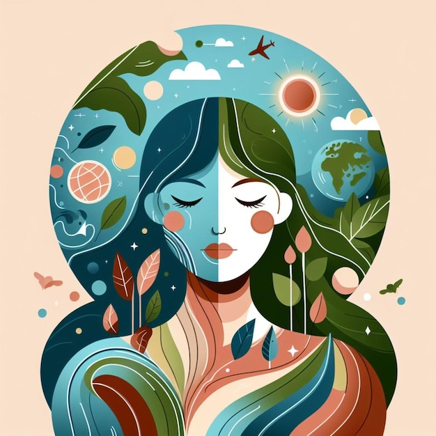 Vector ilustración del personaje ficticio de la madre naturaleza