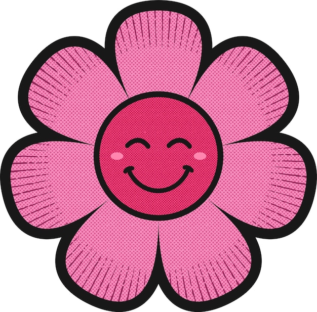 Ilustración de personaje de flor rosa
