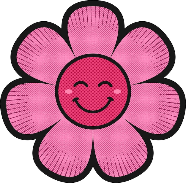 Ilustración de personaje de flor rosa