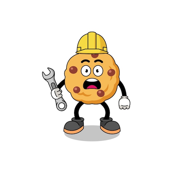 Ilustración de personaje de galleta con chispas de chocolate con diseño de personaje de error 404