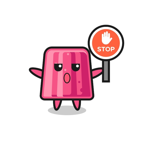 Ilustración de personaje de gelatina con una señal de stop
