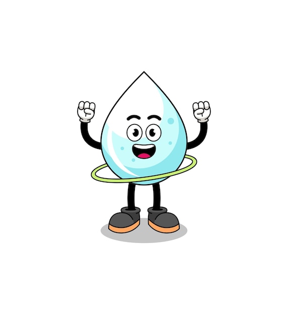Ilustración de personaje de gota de leche jugando hula hoop