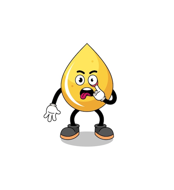 Ilustración de personaje de gota de miel con lengua fuera