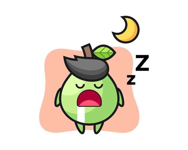 Vector ilustración de personaje de guayaba durmiendo en la noche, estilo lindo para camiseta, pegatina, elemento de logotipo