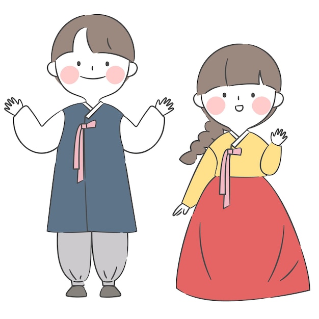 Una ilustración de un personaje en un hanbok