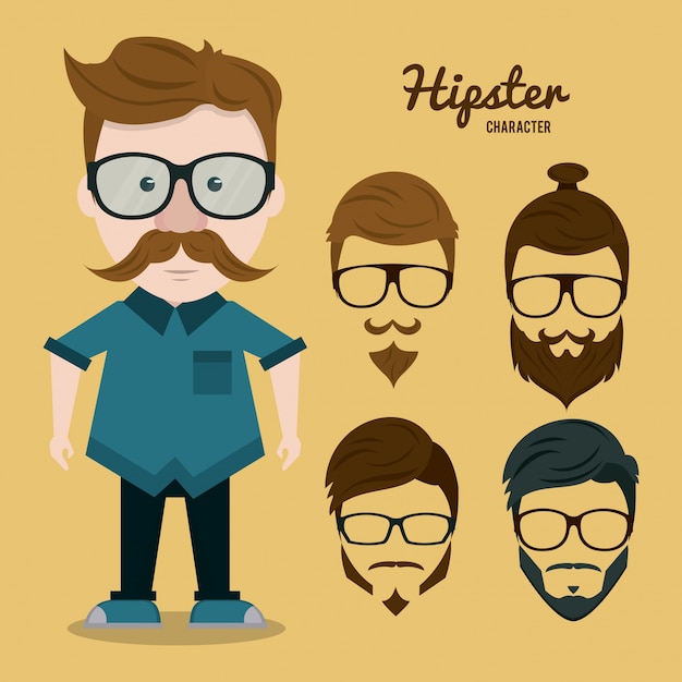 Vector ilustración de personaje hipster