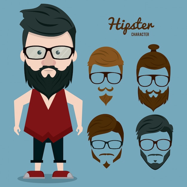 Vector ilustración de personaje hipster