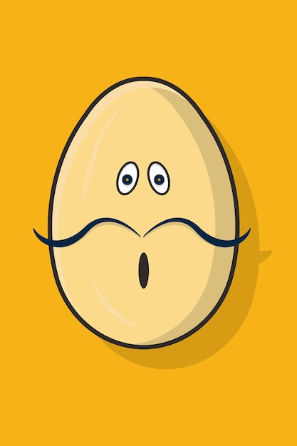 Ilustración del personaje de huevo con bigote fino sobre fondo naranja