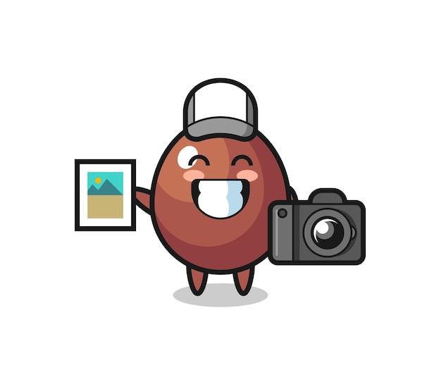 Vector ilustración de personaje de huevo de chocolate como fotógrafo, diseño lindo