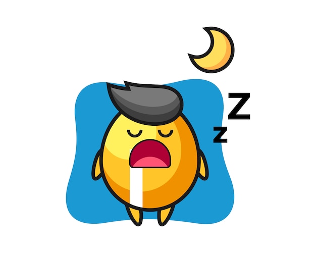 Vector ilustración de personaje de huevo de oro durmiendo en la noche, diseño de estilo lindo