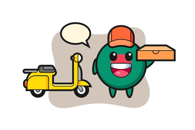 Ilustración de personaje de la insignia de la bandera de bangladesh como repartidor de pizza