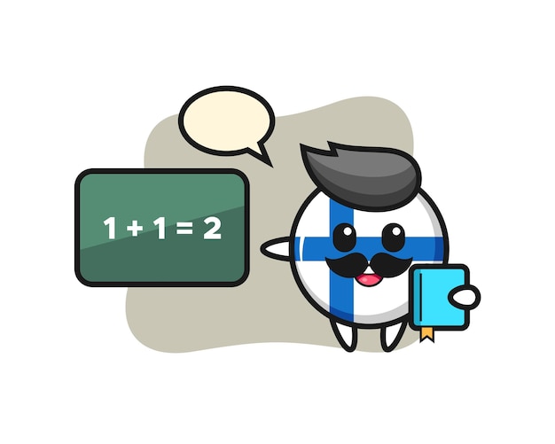 Ilustración del personaje de la insignia de la bandera de finlandia como profesor