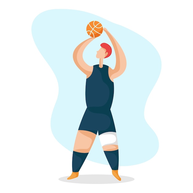 Una ilustración del personaje de jugador de baloncesto jugando baloncesto