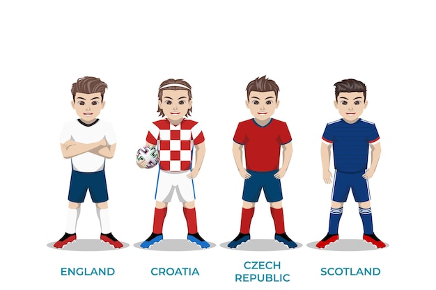 Ilustración de personaje de jugador de fútbol para el campeonato de europa