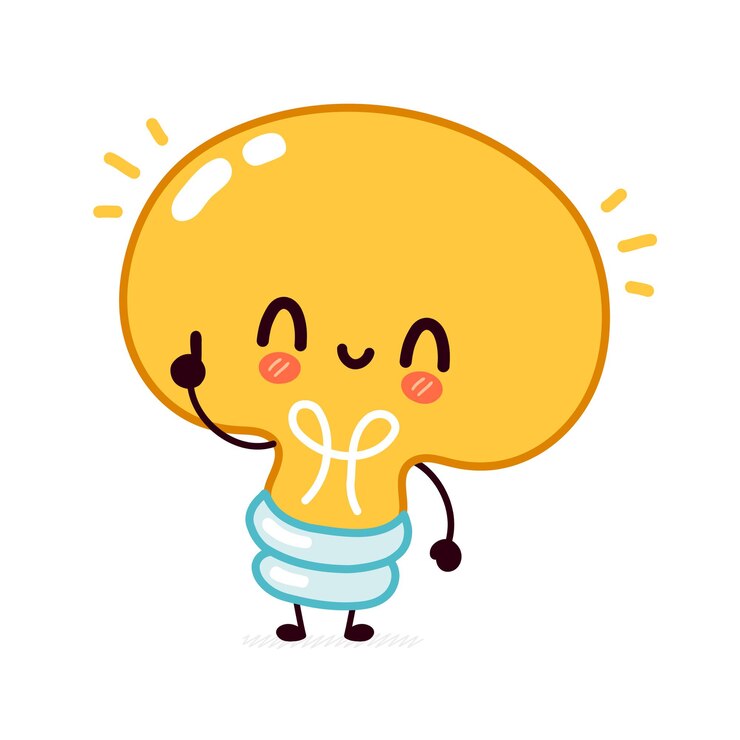 Vector ilustración de personaje de kawaii de dibujos animados lindo bombilla divertida