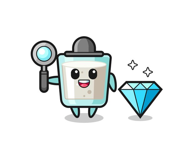 Ilustración del personaje de leche con un diamante.