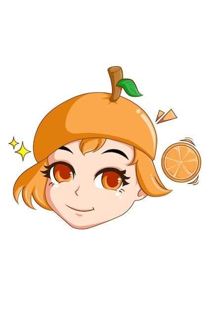 Ilustración de personaje de linda chica naranja