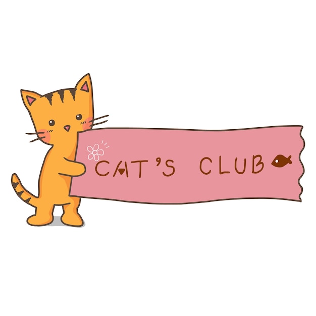 Ilustración de personaje lindo de anime de imágenes prediseñadas de dibujos animados de vector de insignia de gato naranja