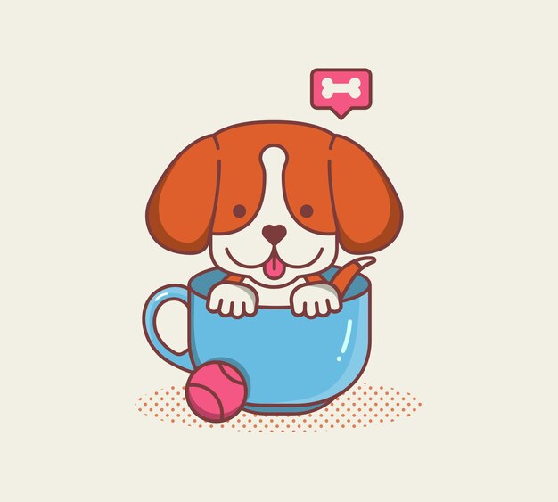 Vector ilustración de personaje lindo beagle