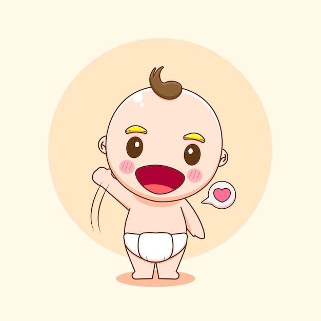 Ilustración de personaje lindo bebé niño