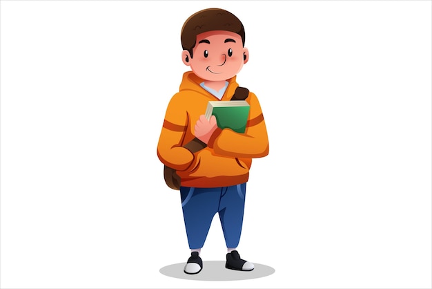 Vector ilustración de personaje lindo chico estudiante