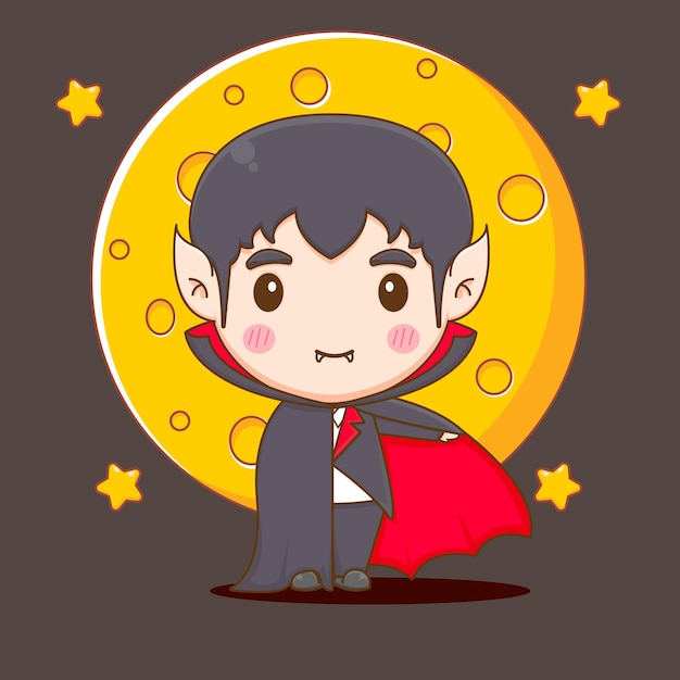 Ilustración de personaje lindo dracula Chibi