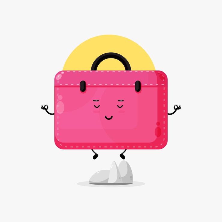 Vector ilustración del personaje lindo maletín meditando