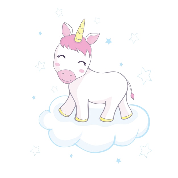 Ilustración de personaje lindo unicornio Diseño para niño