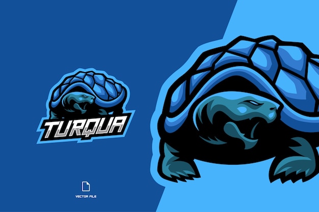 Ilustración de personaje de logotipo de juego de esport de mascota de tortuga azul