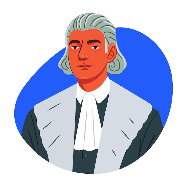 Vector ilustración del personaje del magistrado en un estilo plano