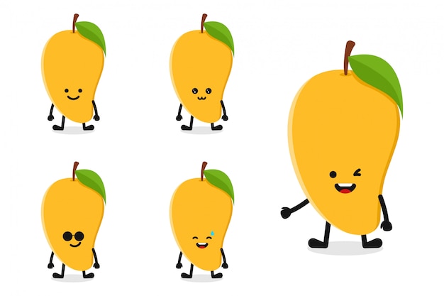 Vector ilustración de personaje de mango de fruta para expresión feliz