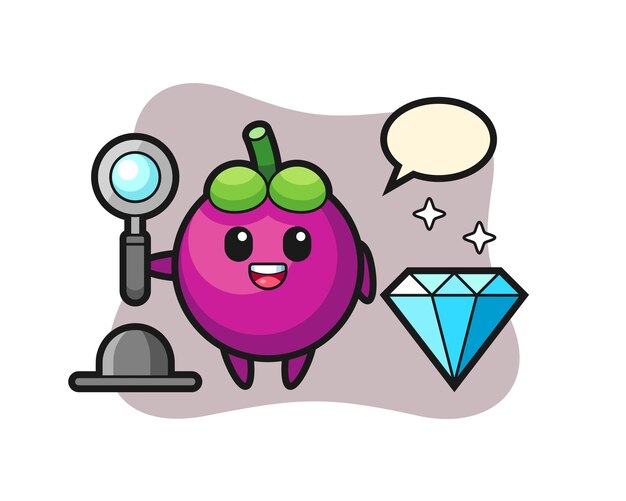 Ilustración del personaje de mangostán con un diamante