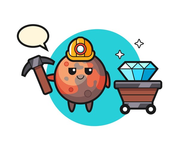 Ilustración de personaje de Marte como minero