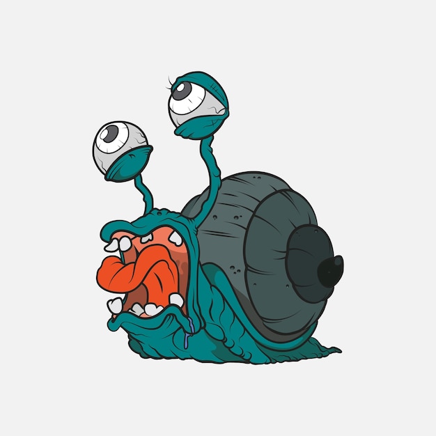 Ilustración de personaje de mascota de caracol