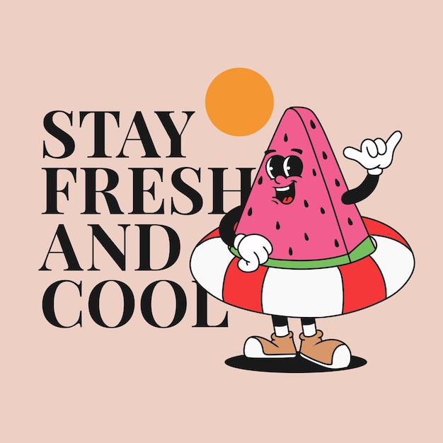 ilustración de personaje de mascota groovy retro con texto editable