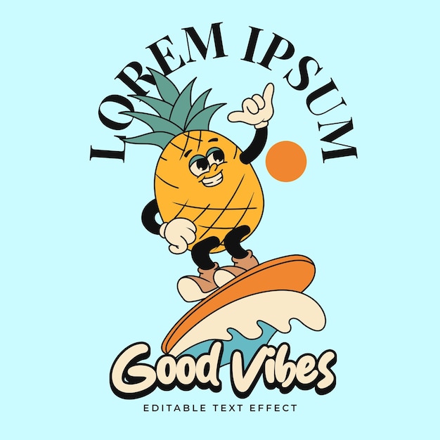 ilustración de personaje de mascota groovy retro con texto editable
