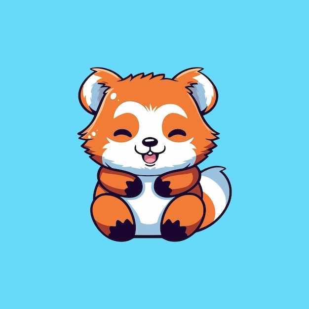 Ilustración de personaje de mascota de panda rojo lindo