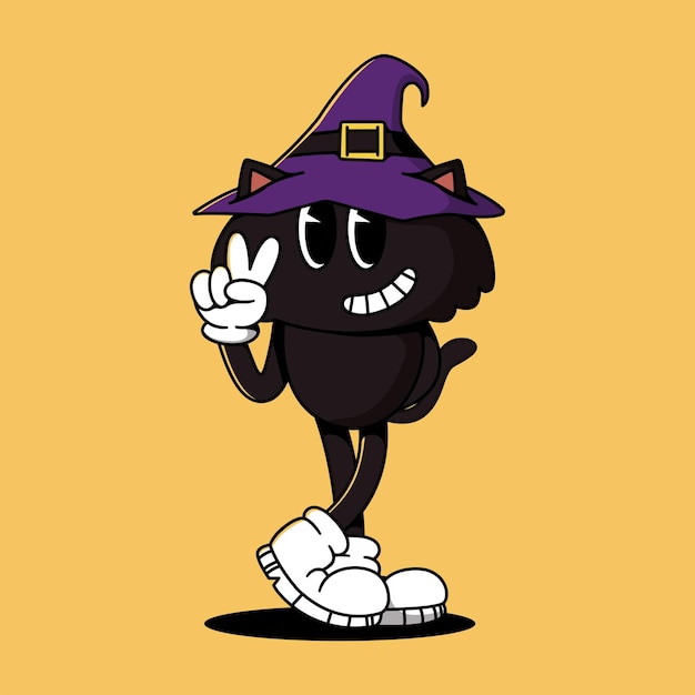 Ilustración de personaje de mascota retro de Halloween