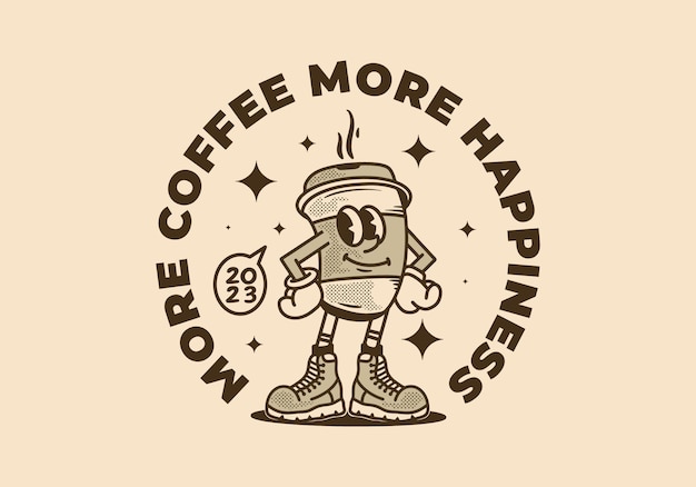 Ilustración de personaje de mascota de una taza de café en un estilo arrogante