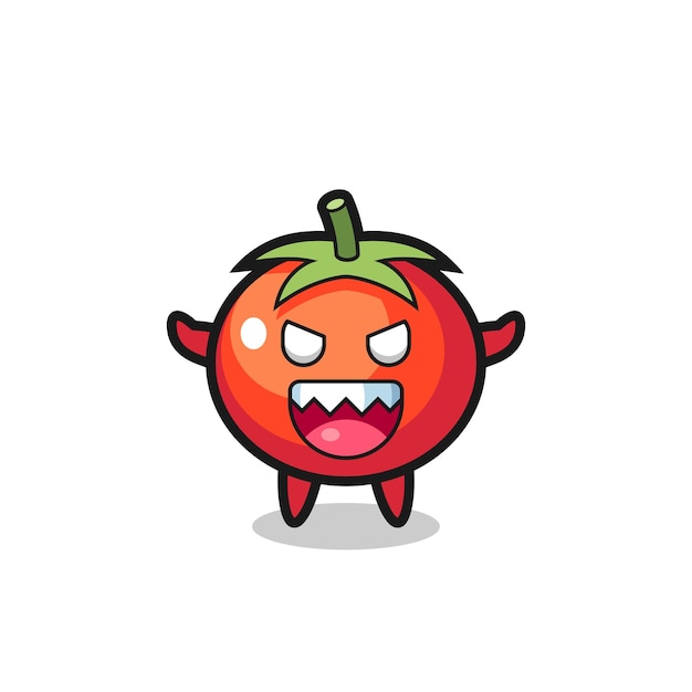 Ilustración del personaje de la mascota de los tomates malvados, diseño de estilo lindo para camiseta, pegatina, elemento de logotipo