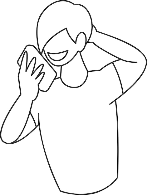 Ilustración de un personaje masculino sin rostro sosteniendo un teléfono