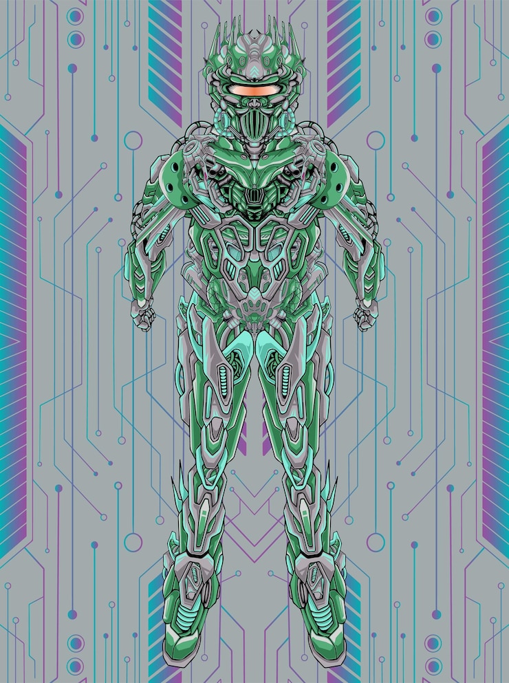Vector ilustración personaje mecha robot cuerpo completo