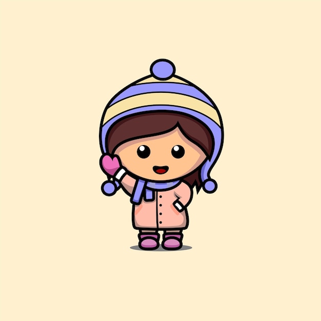 ilustración del personaje de niña linda con chaqueta