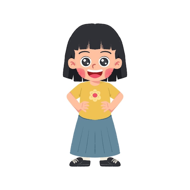 Ilustración de personaje de niña linda y segura de vector libre