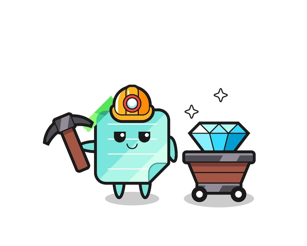 Ilustración de personaje de notas adhesivas como minero