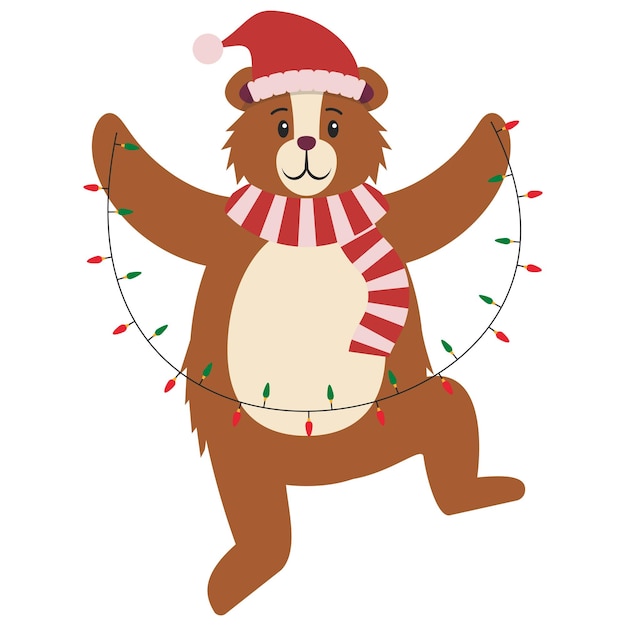 Ilustración del personaje del oso navideño