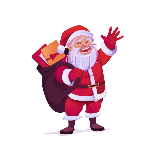 Ilustración del personaje de Papá Noel trayendo regalos