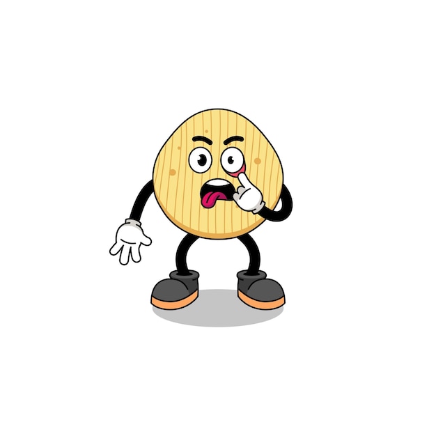 Ilustración de personaje de papas fritas con lengua fuera diseño de personajes